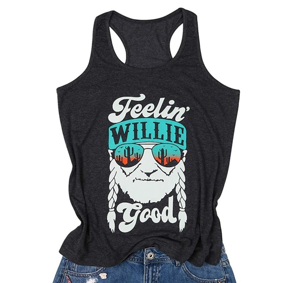 Boutique Tops - New "Feelin Good Graphic T Willie Nelson tank top